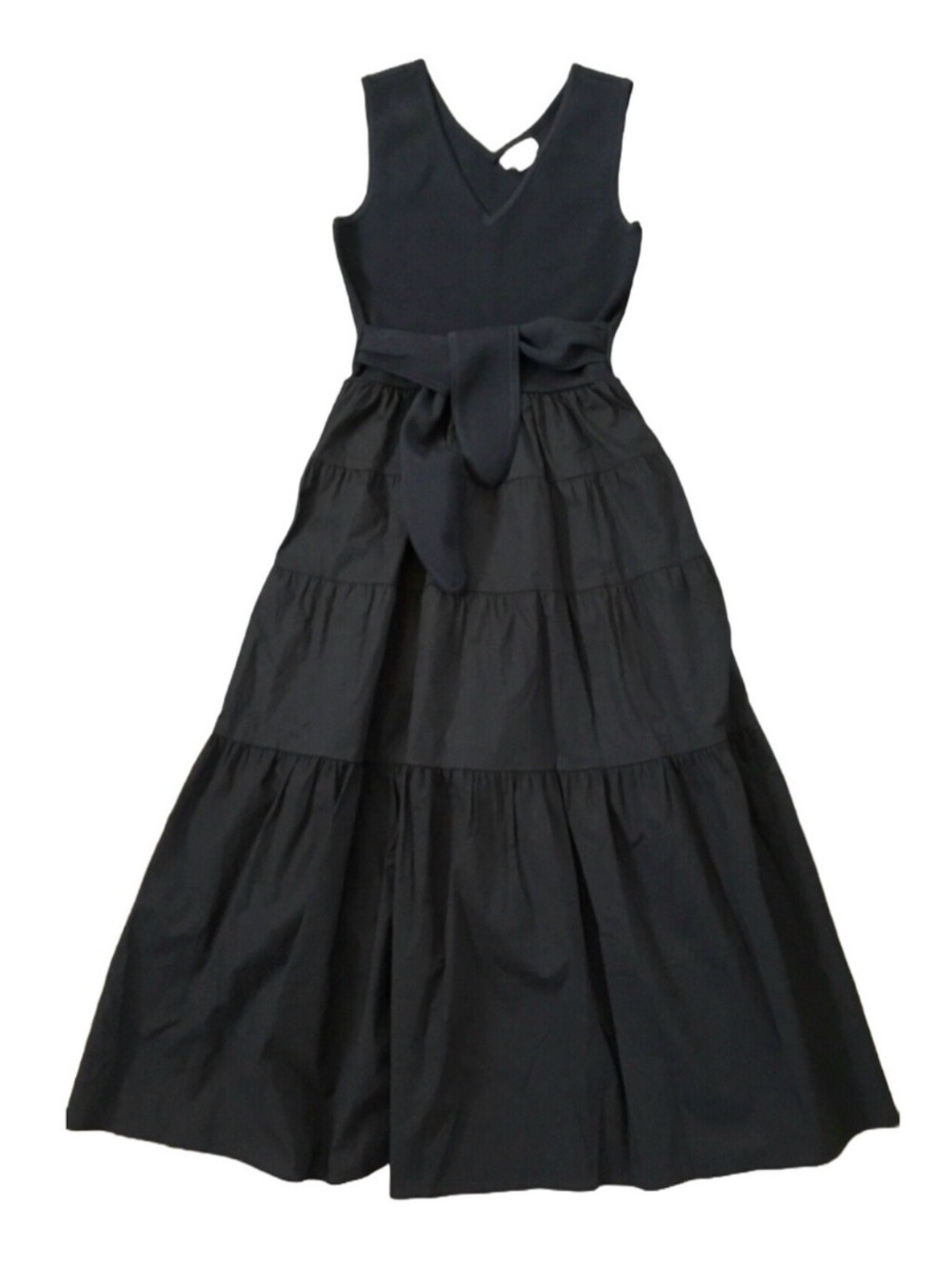 Jason Wu Black Tiered Maxi Dress with Waist Tie
